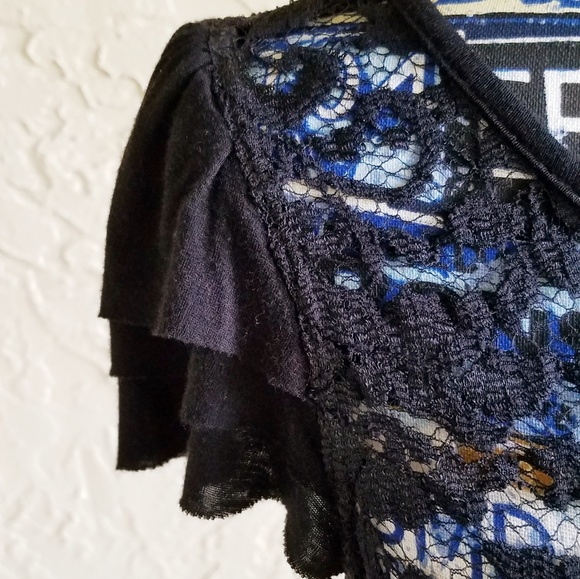 Bebe Black Lace Top S - Picture 3 of 7